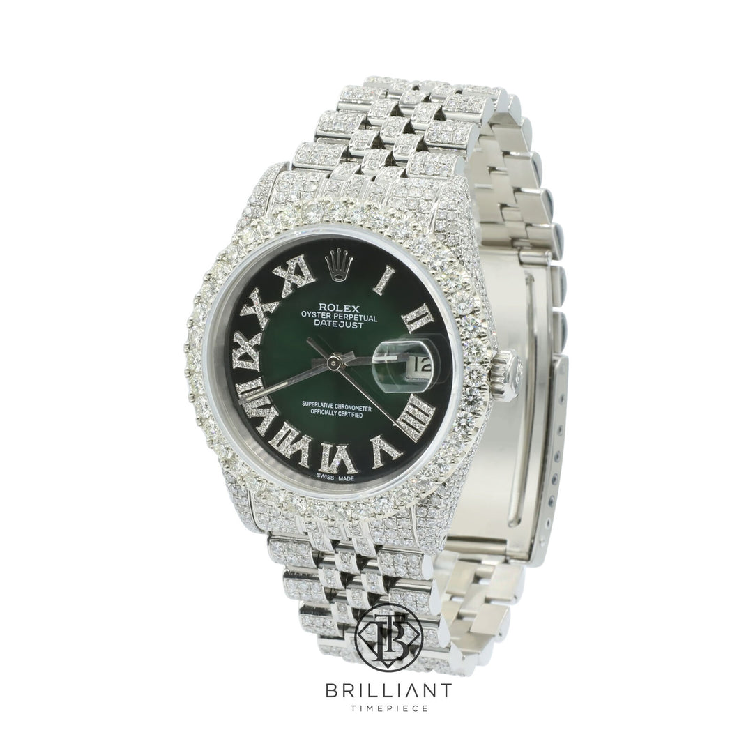 Rolex Datejust 36mm Stainless Steel Green Diamond Dial 13.00ct