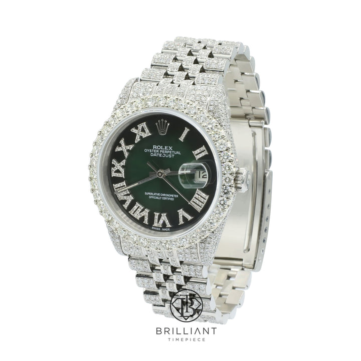 Rolex Datejust 36mm Stainless Steel Green Diamond Dial 13.00ct
