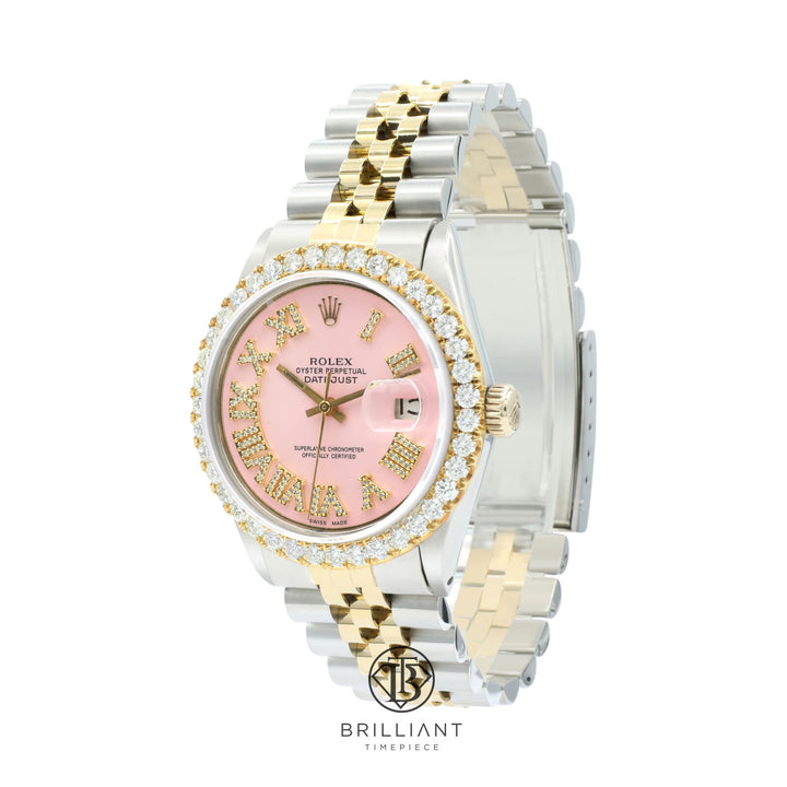 Rolex Datejust 36mm Two Tone Gold/Steel Pink Diamond Dial 3.25ct