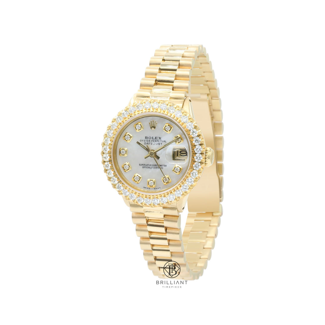 Rolex Datejust Presidential 26mm 18k Gold White MOP Diamond Dial 1.50ct