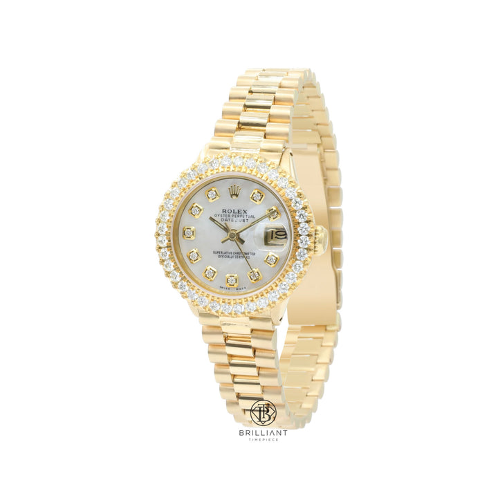 Rolex Datejust Presidential 26mm 18k Gold White MOP Diamond Dial 1.50ct