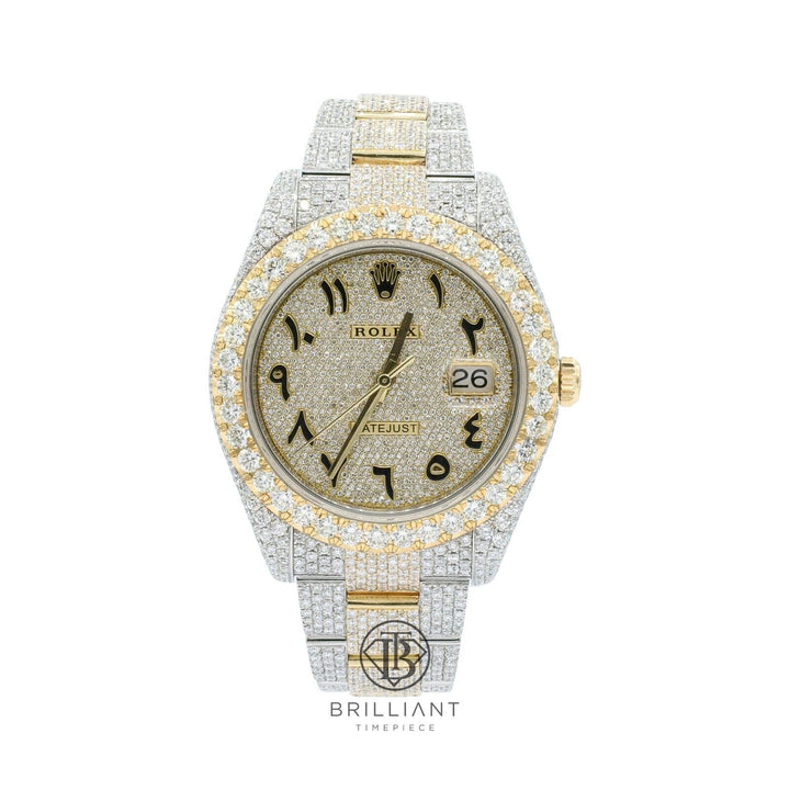 Mens Rolex Datejust II 126333 Two Tone 18K/ Steel 41MM Full Diamond Watch 25.5Ct