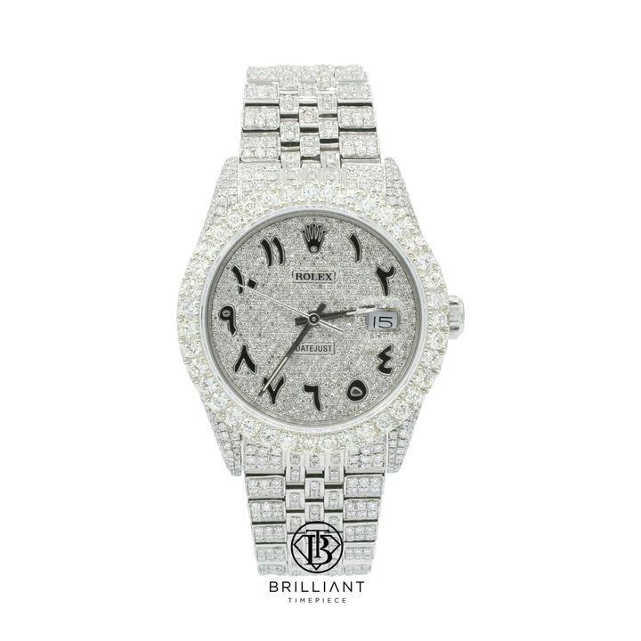 Rolex Datejust 36mm Stainless Steel Pave Arabic Diamond Dial 15.00ct