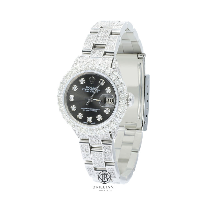Rolex Datejust Oyster 26mm Stainless Steel Charcoal Diamond Dial 8ct