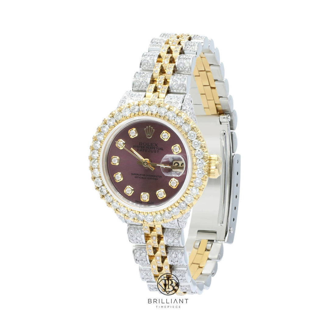 Rolex Datejust 26mm Two Tone Gold/Steel Purple Diamond Dial 8ct