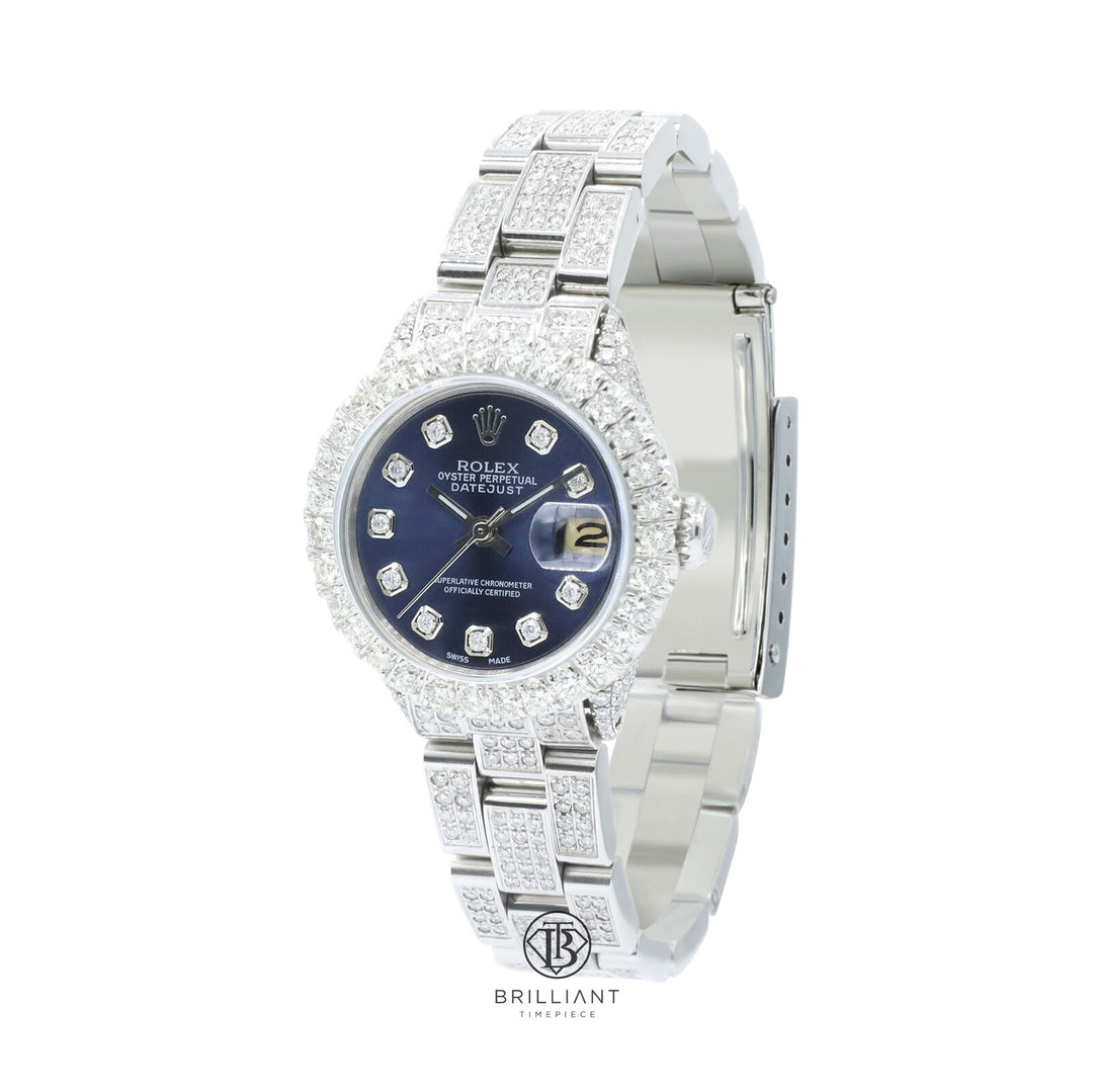 Rolex Datejust Oyster 26mm Stainless Steel Blue Diamond Dial 8ct