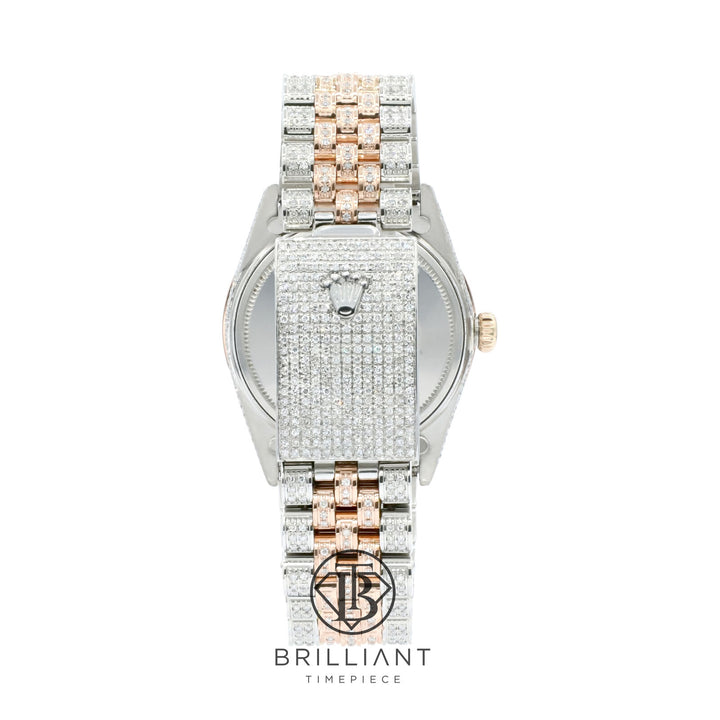 Rolex Datejust 36mm Two Tone Rose Gold/Steel Pave Arabic Diamond Dial 15.00ct