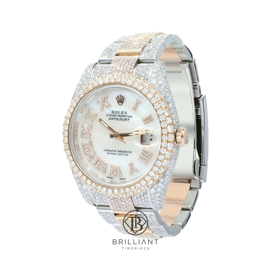 Mens Rolex Datejust II 126333 Two Tone 18K/ Steel 41MM Full Diamond Watch 25.5Ct