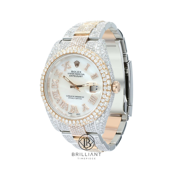 Mens Rolex Datejust II 126333 Two Tone 18K/ Steel 41MM Full Diamond Watch 25.5Ct