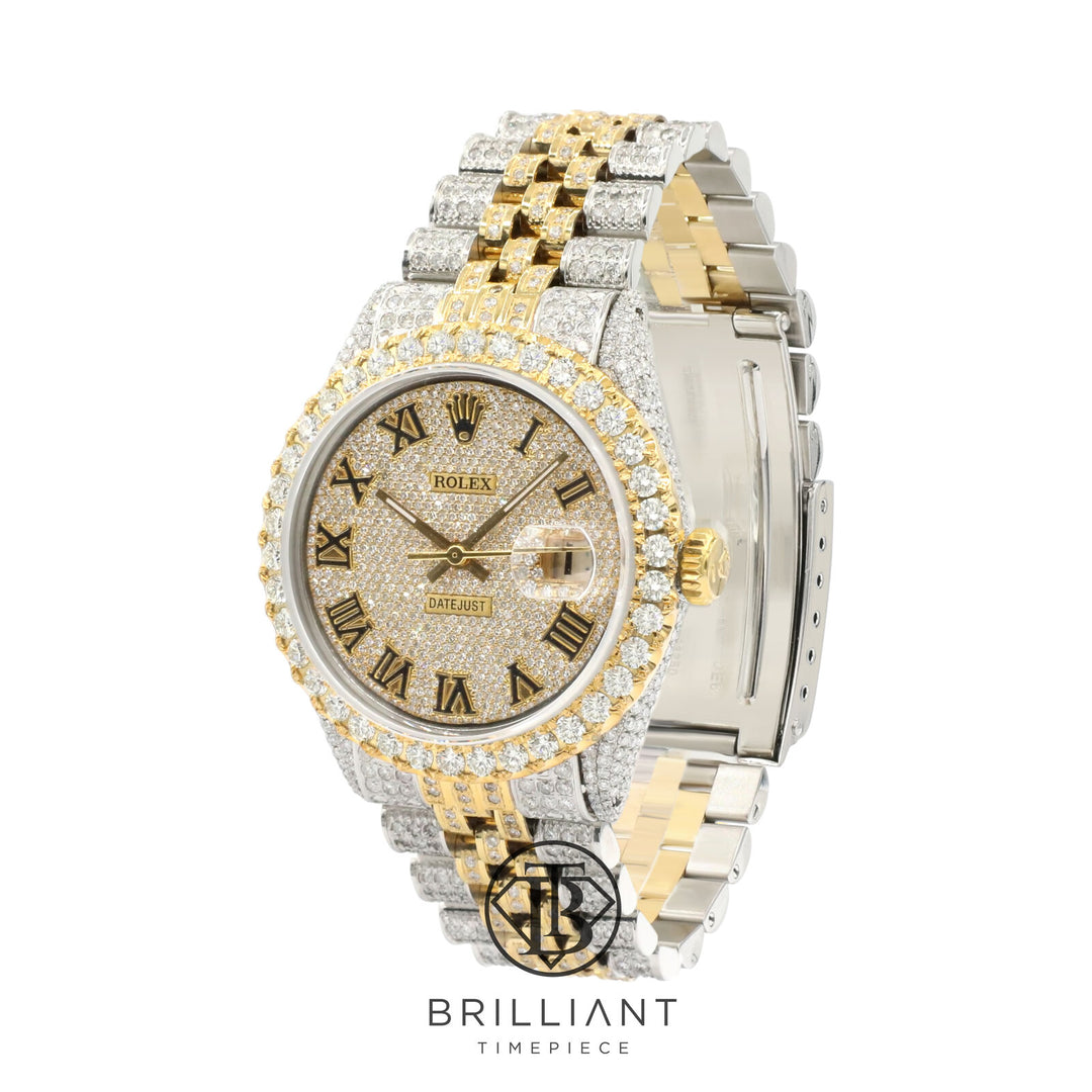 Rolex Datejust 36mm Two Tone Gold/Steel Pave Roman Diamond Dial 15.00ct