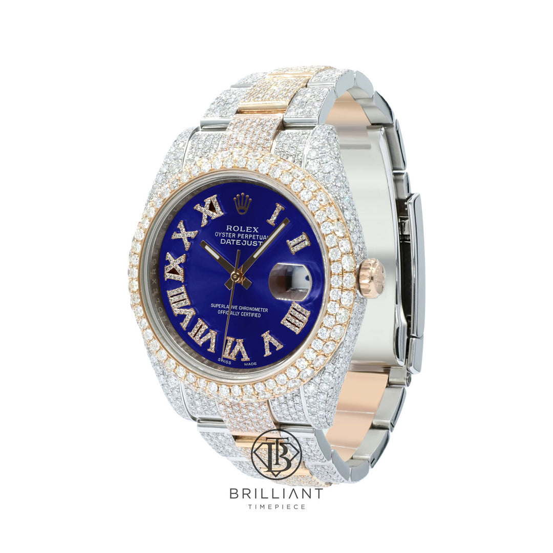 Mens Rolex Datejust II 126333 Two Tone 18K/ Steel 41MM Full Diamond Watch 25.5Ct