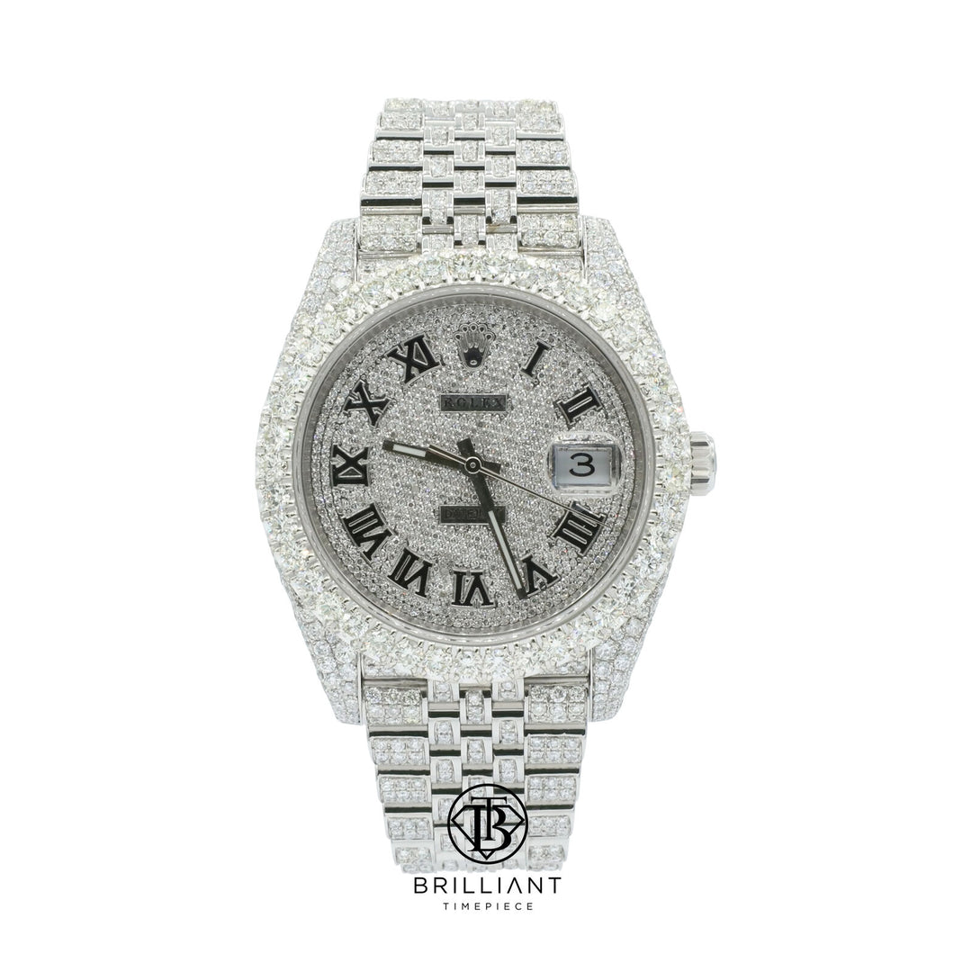 Mens Rolex Datejust II 126300 Stainless Steel 41MM Full Diamond Watch 25.5Ct
