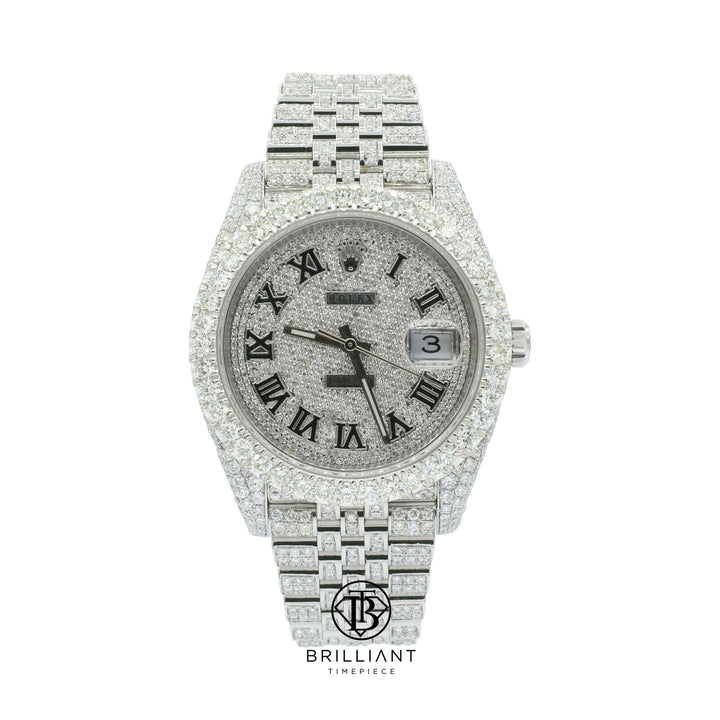 Mens Rolex Datejust II 126300 Stainless Steel 41MM Full Diamond Watch 25.5Ct