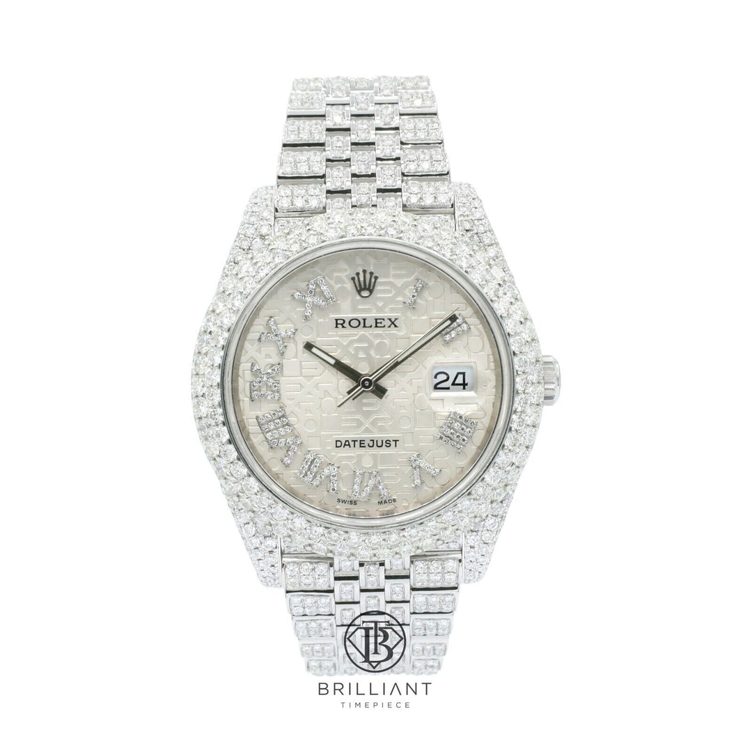 Mens Rolex Datejust II 126300 Stainless Steel 41MM Full Diamond Watch 25.5Ct