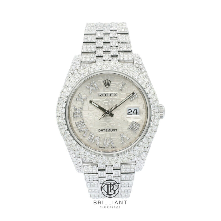 Mens Rolex Datejust II 126300 Stainless Steel 41MM Full Diamond Watch 25.5Ct
