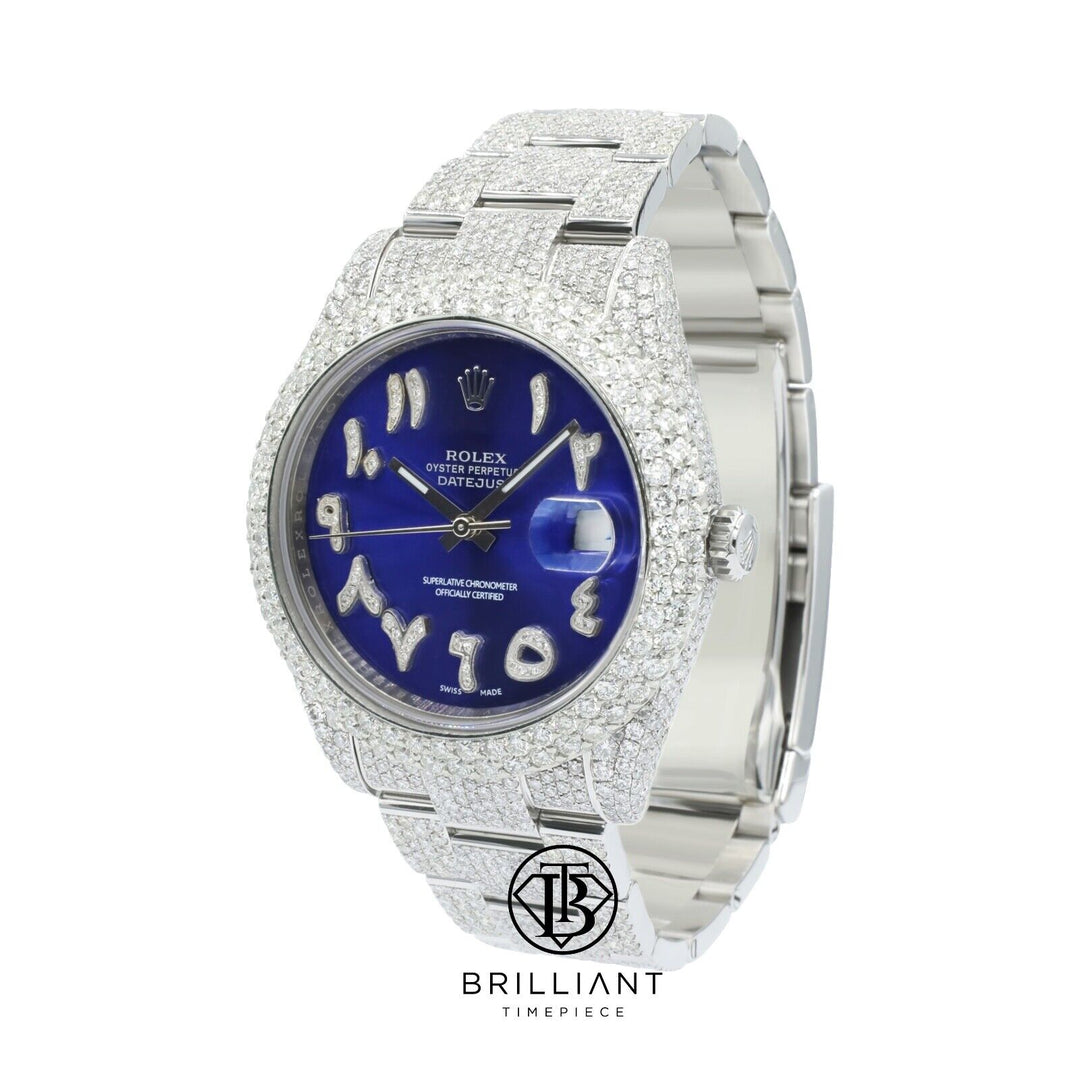 Mens Rolex Datejust II 126300 Stainless Steel 41MM Full Diamond Watch 25.5Ct