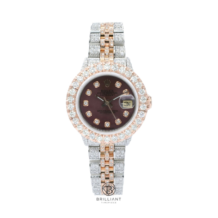 Rolex Datejust 26mm Two Tone Rose Gold/Steel Purple Diamond Dial 8ct