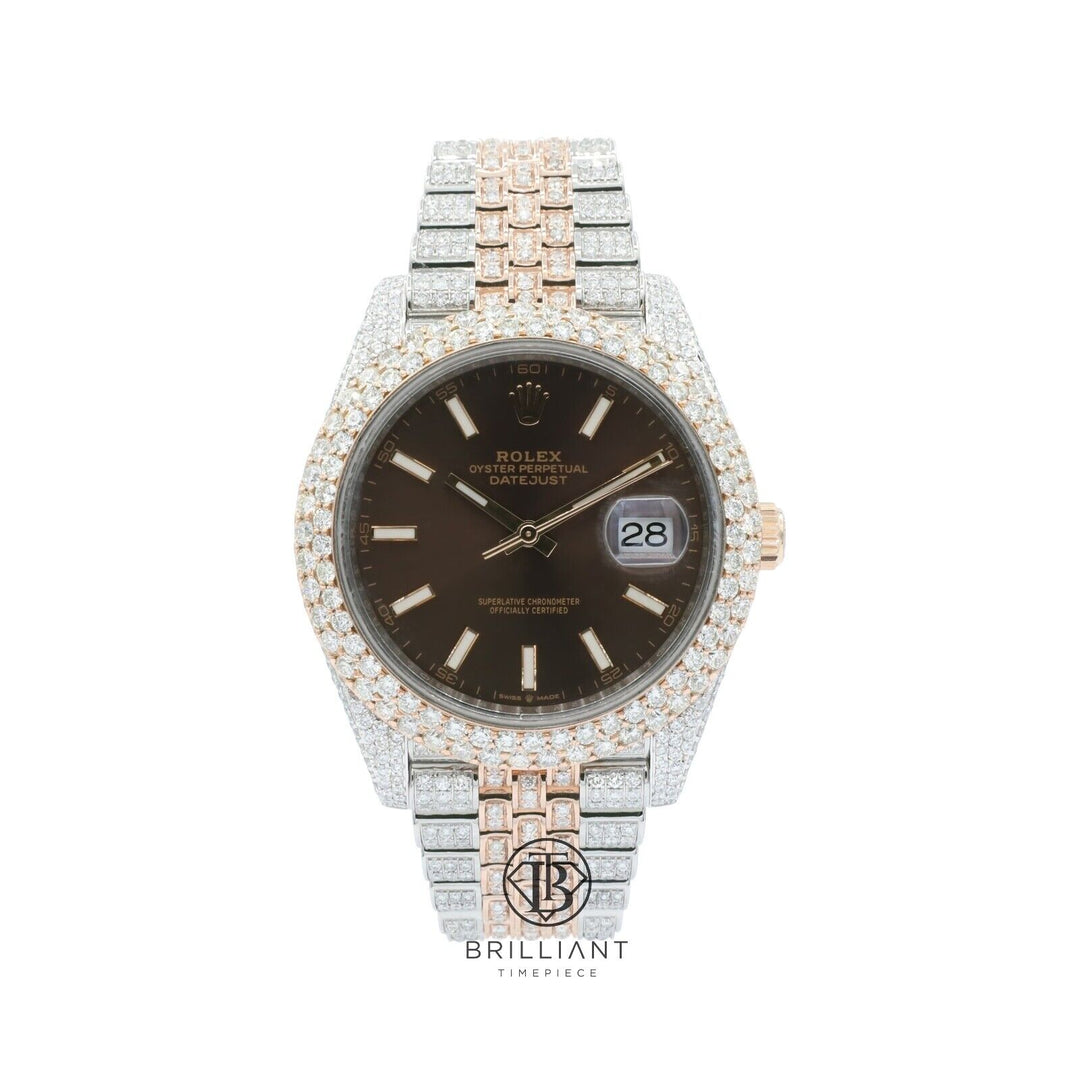 Mens Rolex Datejust II 126331 Two Tone 18K/ Steel 41MM Full Diamond Watch 25.5Ct