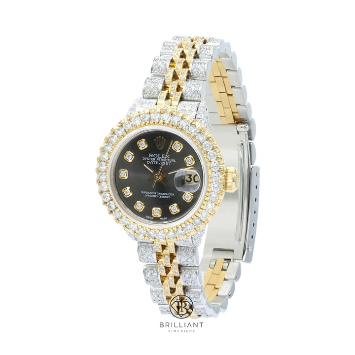 Rolex Datejust 26mm Two Tone Gold/Steel Charcoal Diamond Dial 8ct