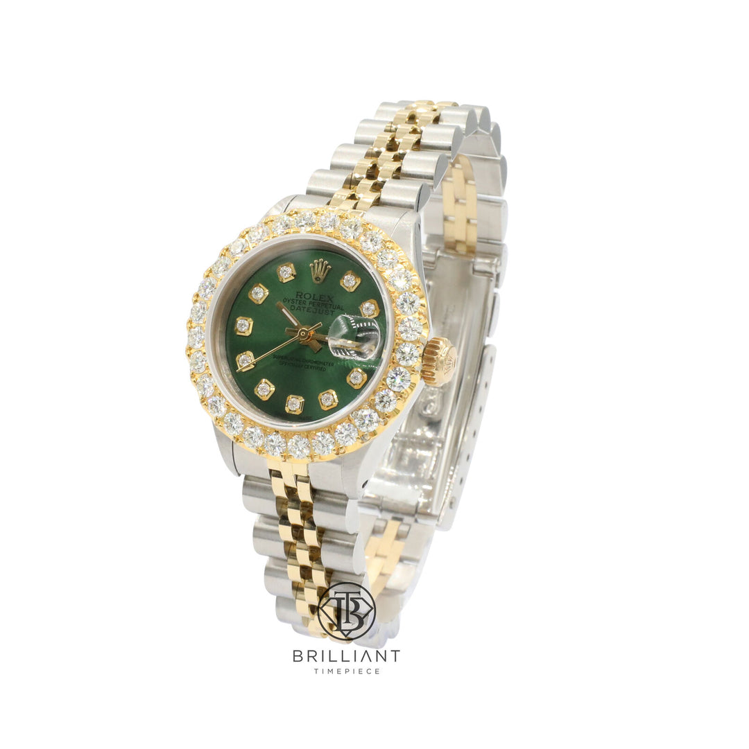 Rolex Datejust 26mm Two Tone Gold/Steel Green Diamond Dial 1.50ct