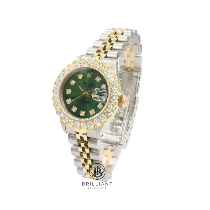 Rolex Datejust 26mm Two Tone Gold/Steel Green Diamond Dial 1.50ct