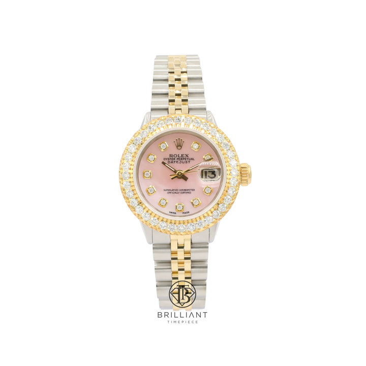 Rolex Datejust 26mm Two Tone Gold/Steel Pink MOP Diamond Dial 1.50ct