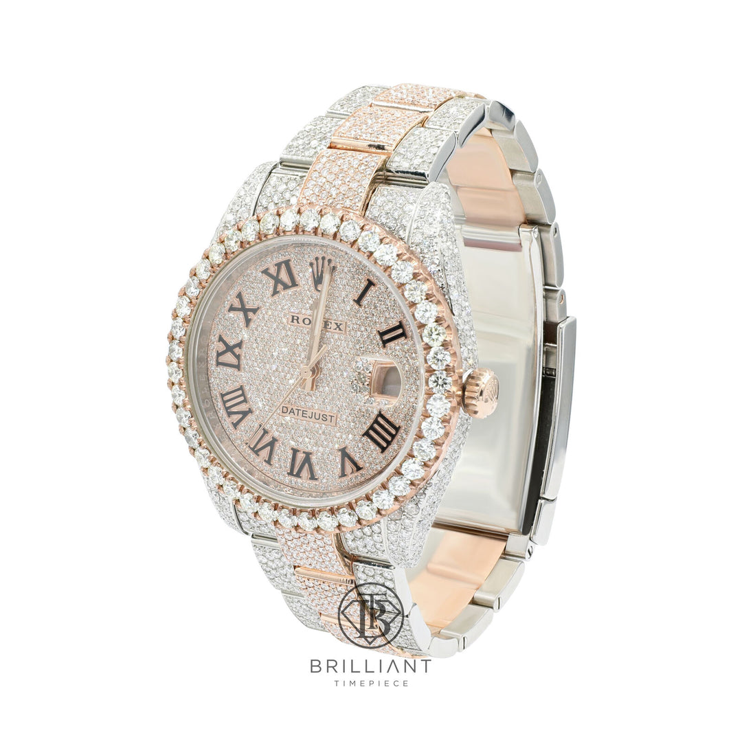 Mens Rolex Datejust II 126333 Two Tone 18K/ Steel 41MM Full Diamond Watch 25.5Ct