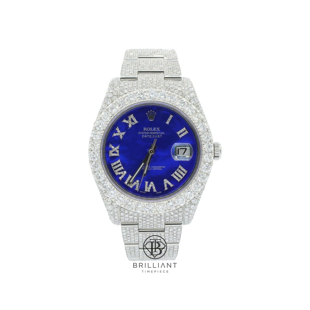 Mens Rolex Datejust II 126300 Stainless Steel 41MM Full Diamond Watch 25.5Ct