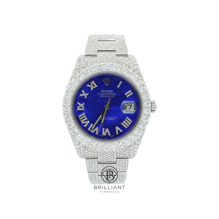 Mens Rolex Datejust II 126300 Stainless Steel 41MM Full Diamond Watch 25.5Ct
