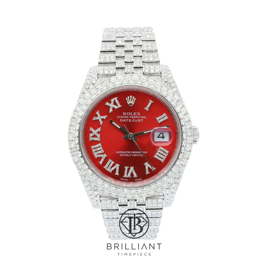 Mens Rolex Datejust II 126300 Stainless Steel 41MM Full Diamond Watch 25.5Ct