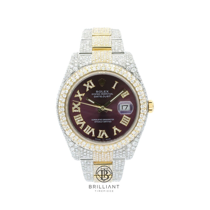 Mens Rolex Datejust II 126333 Two Tone 18K/ Steel 41MM Full Diamond Watch 25.5Ct