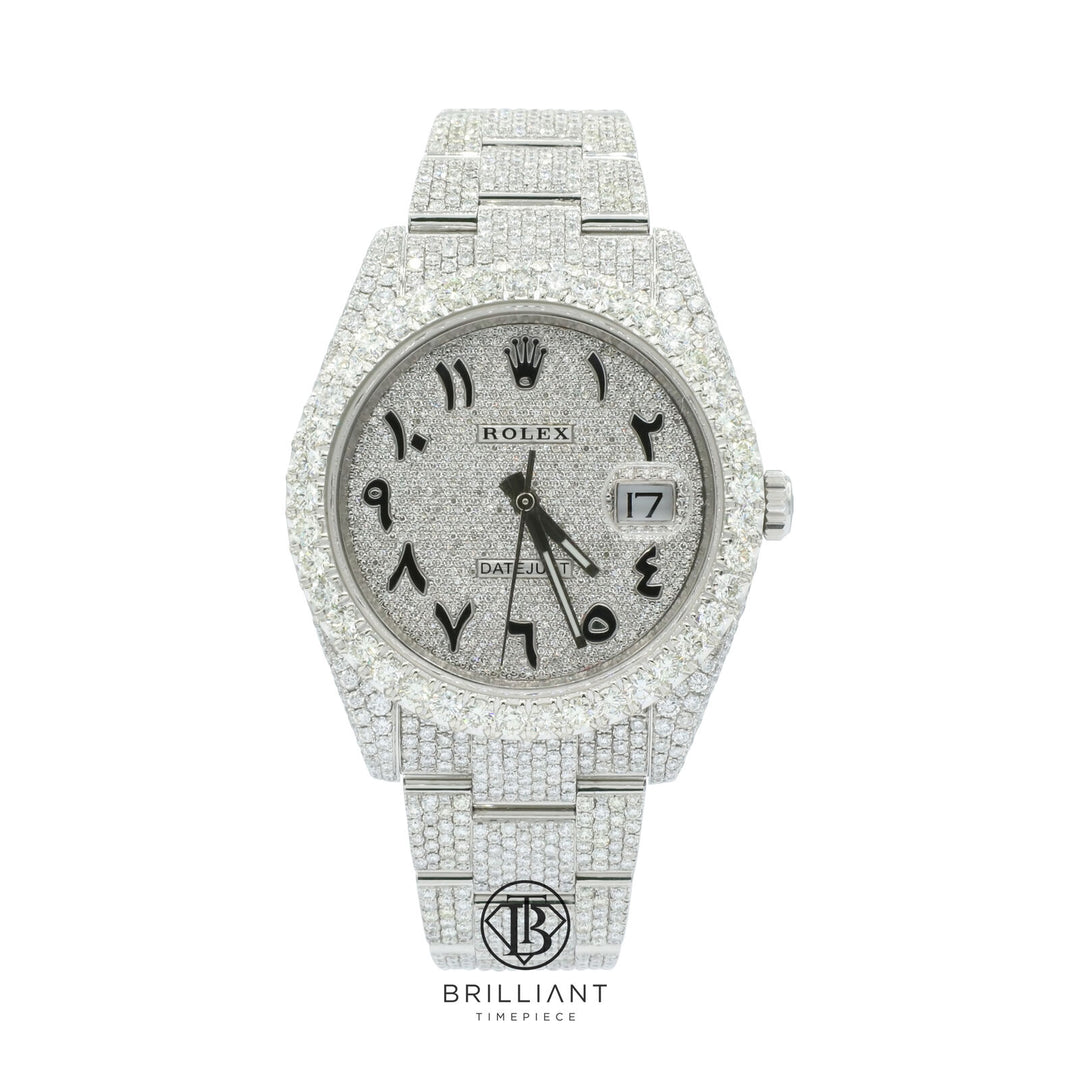 Mens Rolex Datejust II 126300 Stainless Steel 41MM Full Diamond Watch 25.5Ct