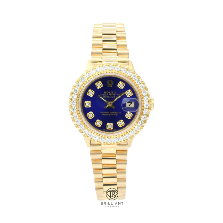 Rolex Datejust Presidential 26mm 18k Gold Blue Diamond Dial 1.50ct