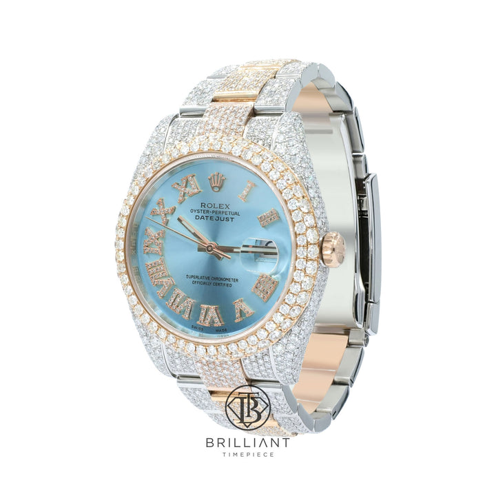 Mens Rolex Datejust II 126333 Two Tone 18K/ Steel 41MM Full Diamond Watch 25.5Ct