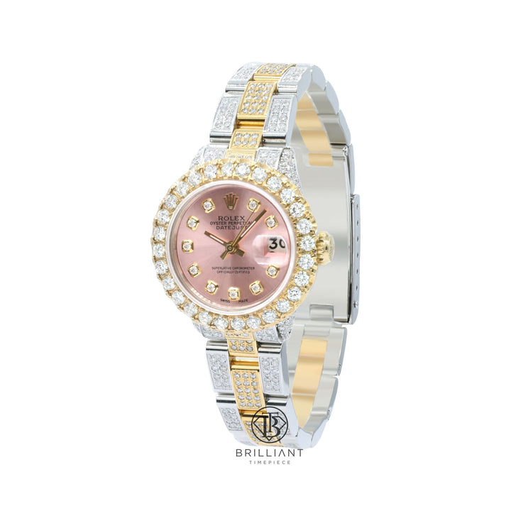 Rolex Datejust Oyster 26mm Two Tone Steel/Gold Pink Diamond Dial 8ct