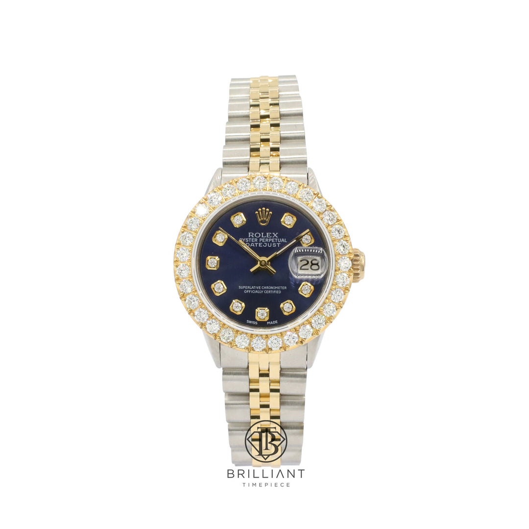 Rolex Datejust 26mm Two Tone Gold/Steel Blue Diamond Dial 1.50ct
