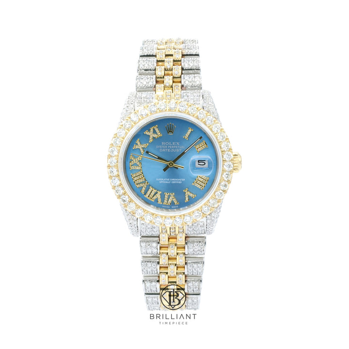 Rolex Datejust 31mm Two Tone Gold/Steel Sky Blue Diamond Dial 8.50ct