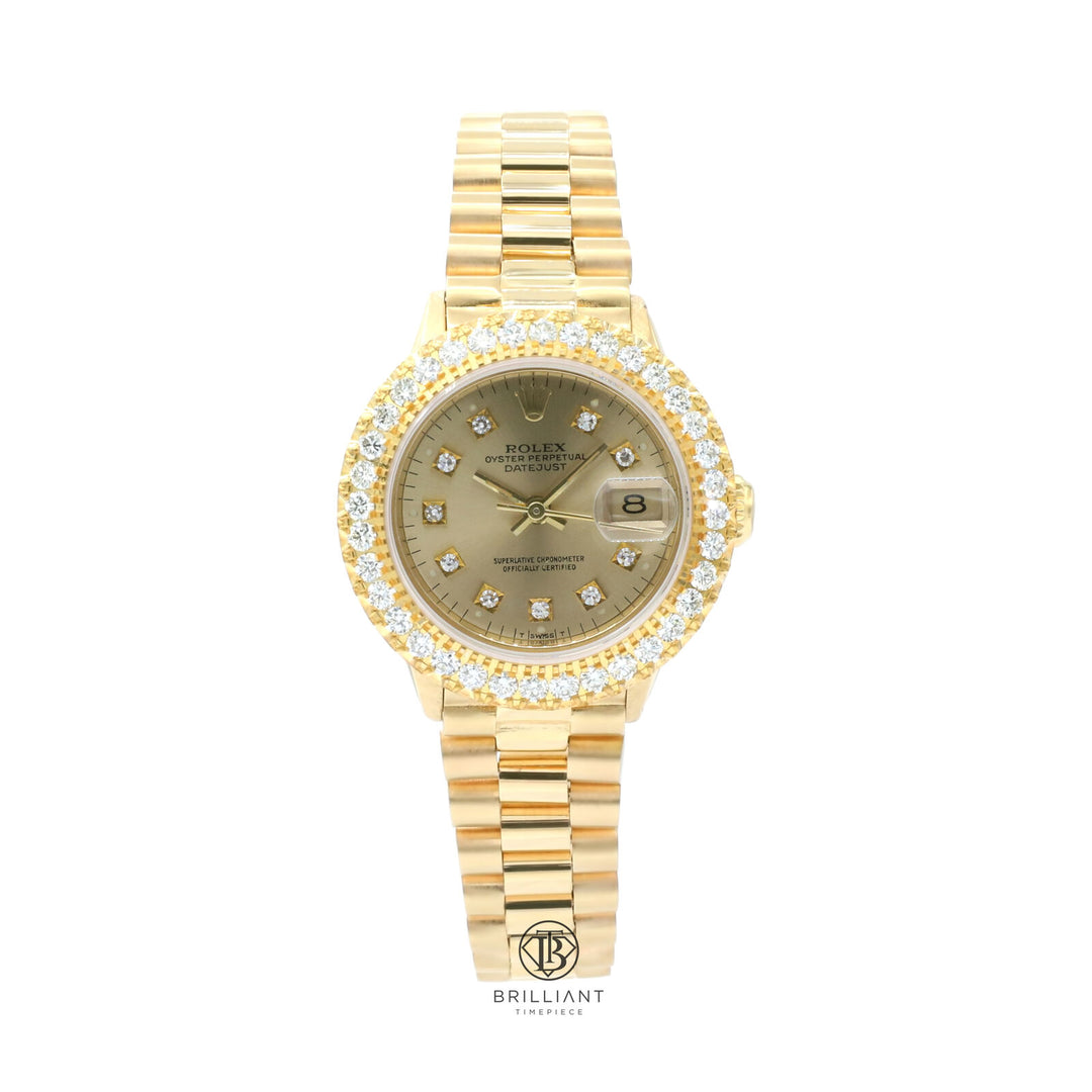 Rolex Datejust Presidential 26mm 18k Gold Champagne Diamond Dial 1.50ct