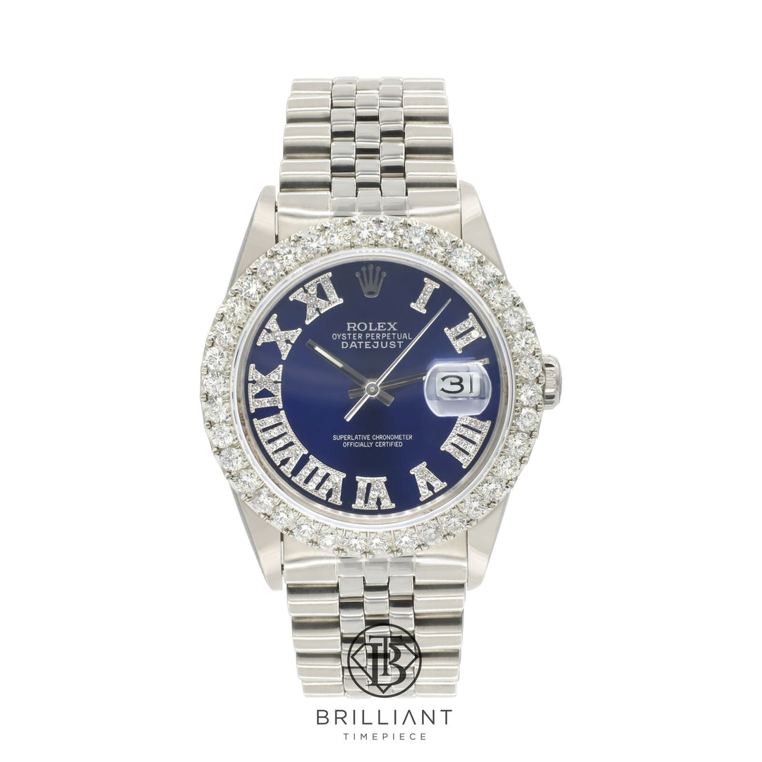 Rolex Datejust 36mm Stainless Steel Blue Diamond Dial 3.25ct