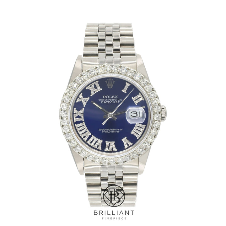Rolex Datejust 36mm Stainless Steel Blue Diamond Dial 3.25ct