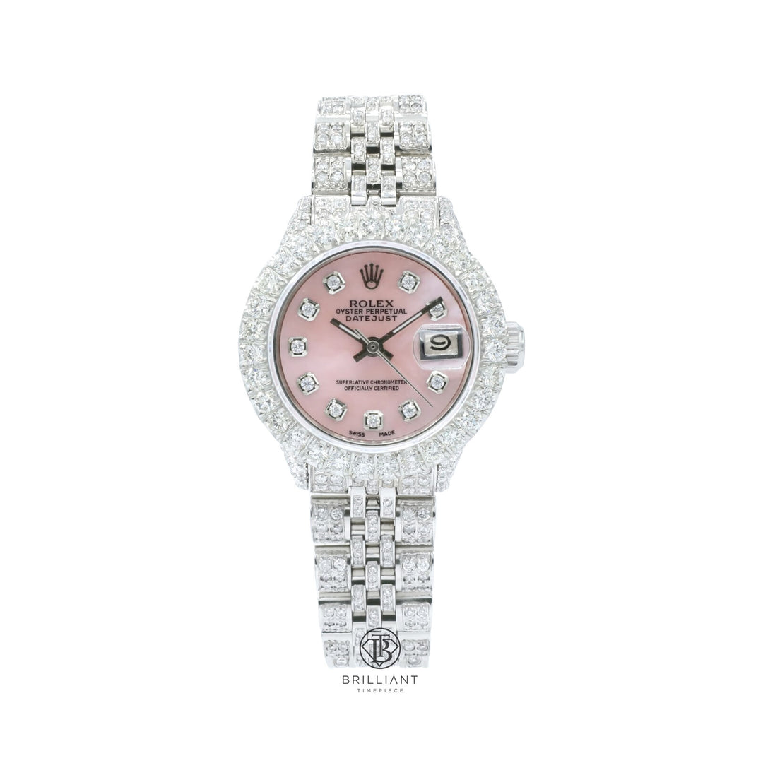 Rolex Datejust 26mm Stainless Steel Pink MOP Diamond Dial 8ct