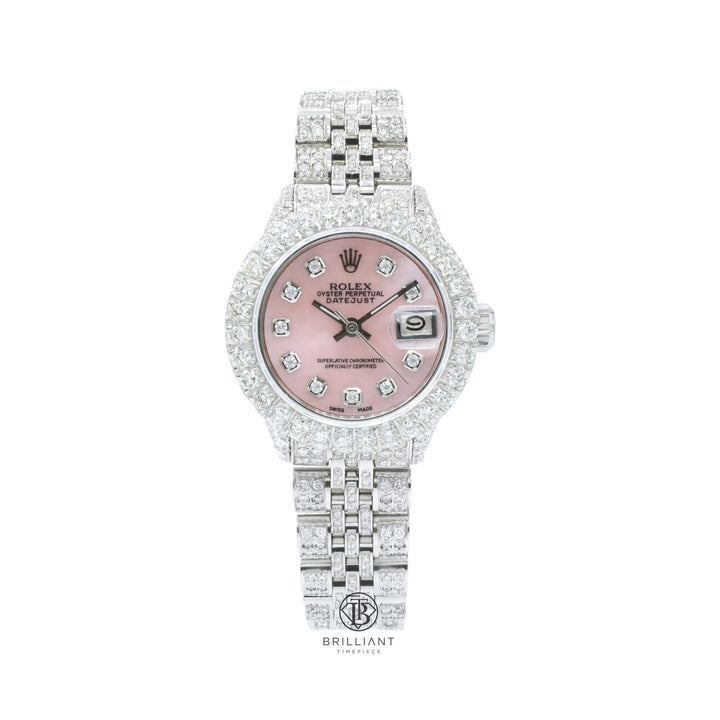 Rolex Datejust 26mm Stainless Steel Pink MOP Diamond Dial 8ct