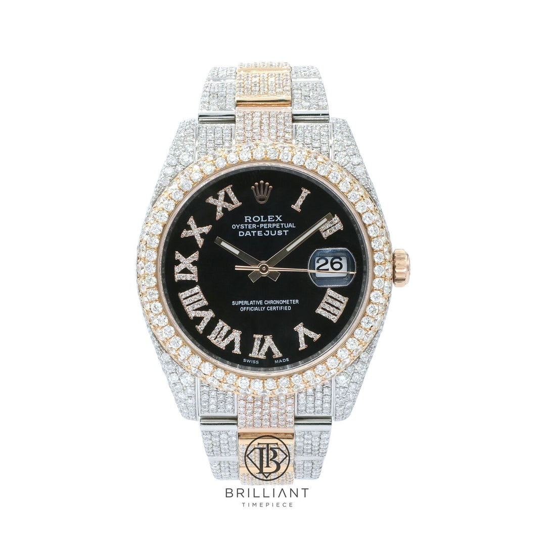 Mens Rolex Datejust II 126333 Two Tone 18K/ Steel 41MM Full Diamond Watch 25.5Ct