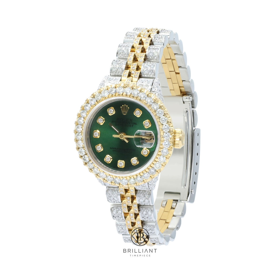 Rolex Datejust 26mm Two Tone Gold/Steel Green Diamond Dial 8ct