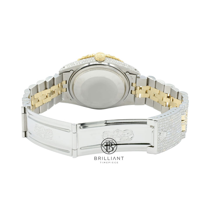 Rolex Datejust 36mm Two Tone Gold/Steel Burgundy Diamond Arabic Dial 13.00ct