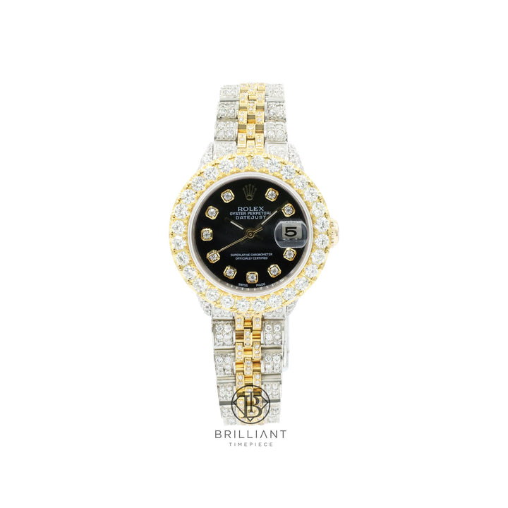 Rolex Datejust 26mm Two Tone Gold/Steel Black Diamond Dial 8ct