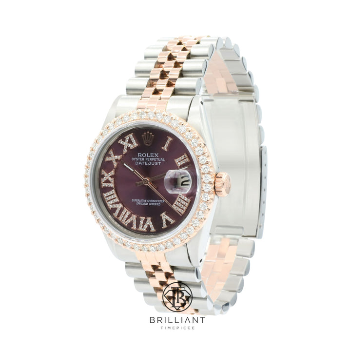 Rolex Datejust 36mm Two Tone Rose Gold/Steel Purple Diamond Dial 3.25ct