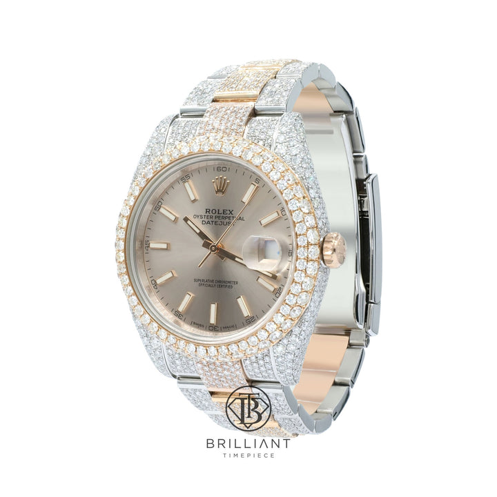 Mens Rolex Datejust II 126333 Two Tone 18K/ Steel 41MM Full Diamond Watch 25.5Ct