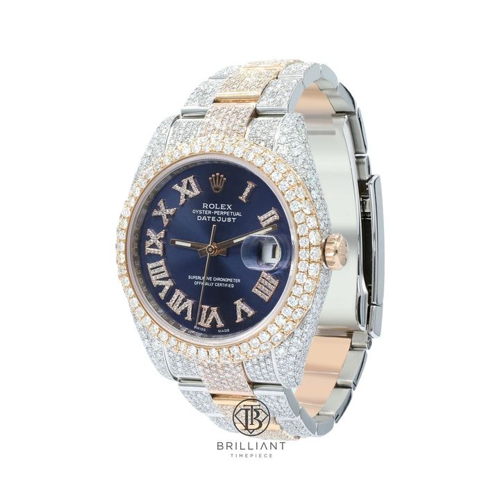 Mens Rolex Datejust II 126333 Two Tone 18K/ Steel 41MM Full Diamond Watch 25.5Ct