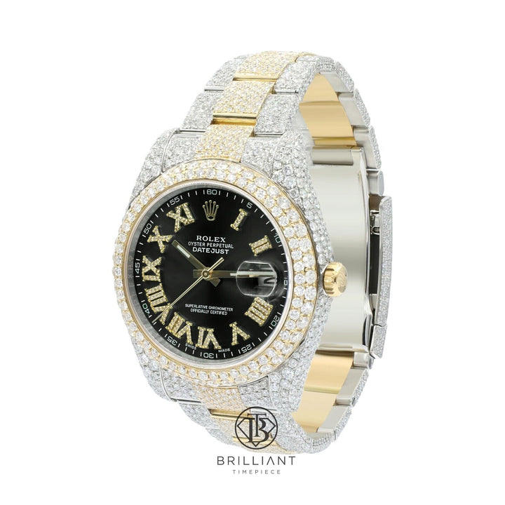 Mens Rolex Datejust II 126333 Two Tone 18K/ Steel 41MM Full Diamond Watch 25.5Ct